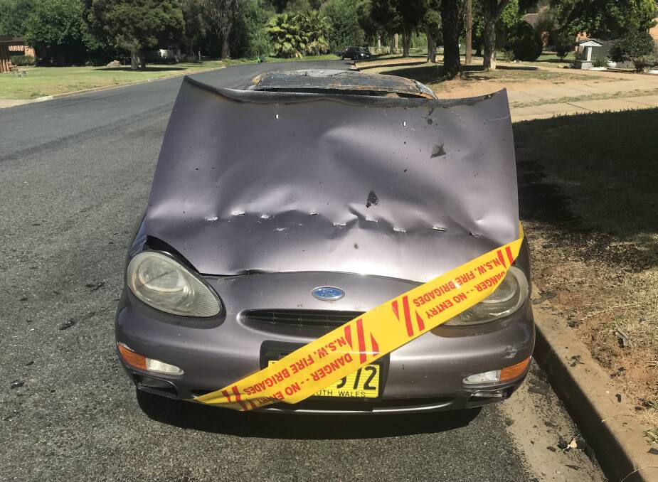 STOLEN AND BURNT OUT: One of 12 stolen cars in Wagga in just six weeks since November 1. This car was also burnt out. Picture: Marguerite McKinnon 