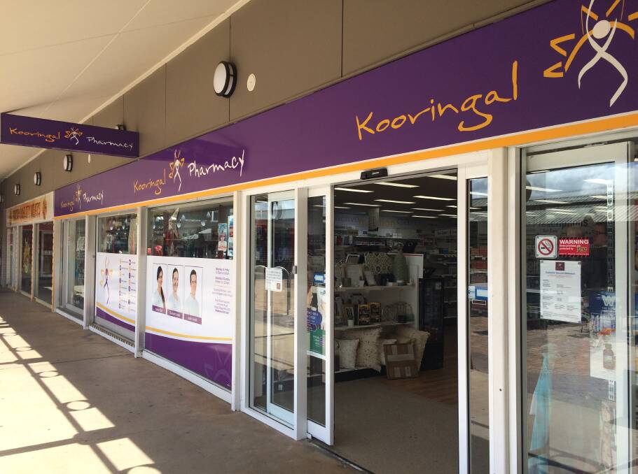 BACK TO BUSINESS: Kooringal Mall Pharmacy back to business with a new front glass panel following an overnight smash-and-grab by thieves. Picture: Marguerite McKinnon