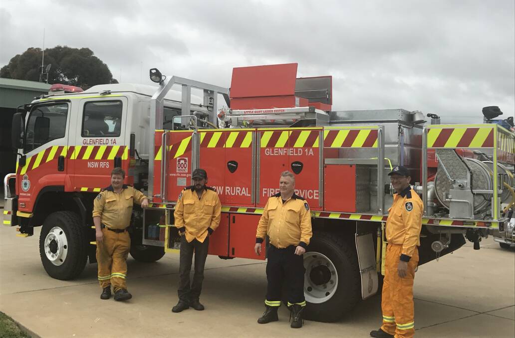 BRAND NEW RFS FIRE TRUCK: (From left):Mitchell Harris-Whitton, Steven Ballard, Mark Hocking (Captain), Michael Edwards 