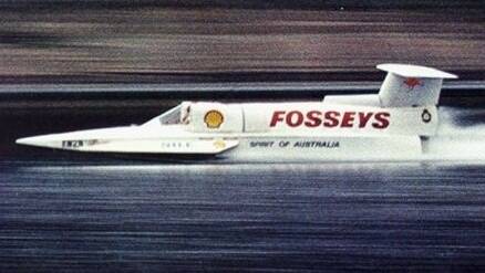 RECORD BREAKER: Ken Warby's Spirit of Australia setting the world water speed record at Blowering Dam on 8 October 1978