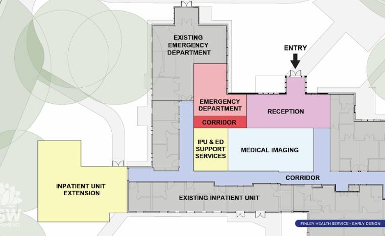 A floor plan of the Finley health service building showing how it will be rejigged as part of an upgrade worth $25 million. 