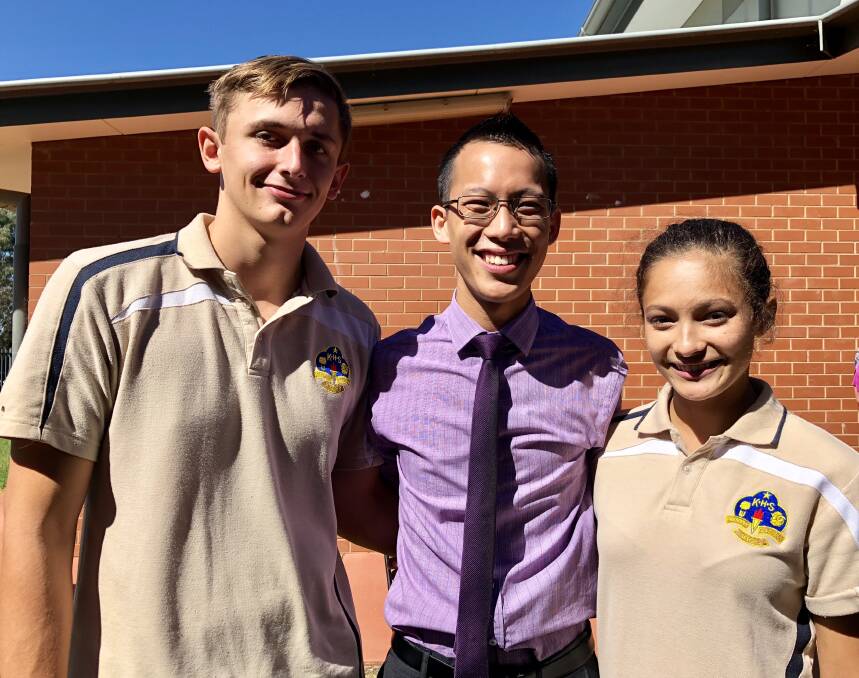 MAKE IT COUNT: Year 12 Students Kyle Schmetzer and Amali Harper were wowed by Eddie Woo's take on maths. Picture: Annie Lewis 