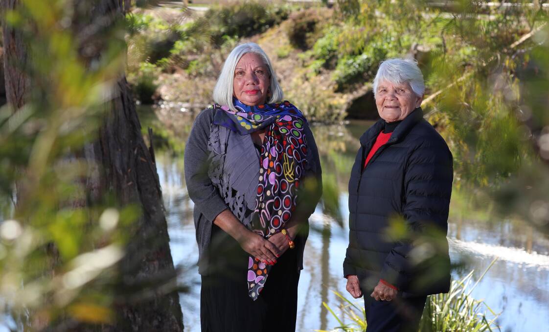 EMBRACE: Aunty Cheryl Penrith and Aunty Isabel Reid welcome the truth, but add the history of being known as the "place of many crows" should not be swept aside. Picture: Les Smith 