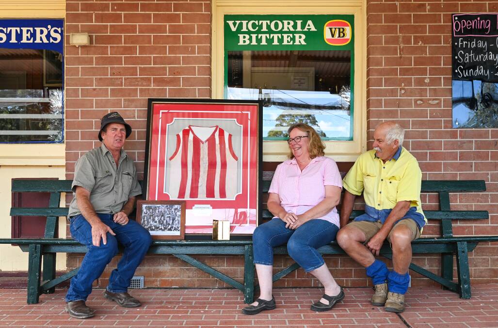 Pleasant Hills locals Rick Clancy, Fiona Beckett and Peter Sharp are interested in securing any memorabilia from the Pleasant Hills Football Club. Picture by Mark Jesser