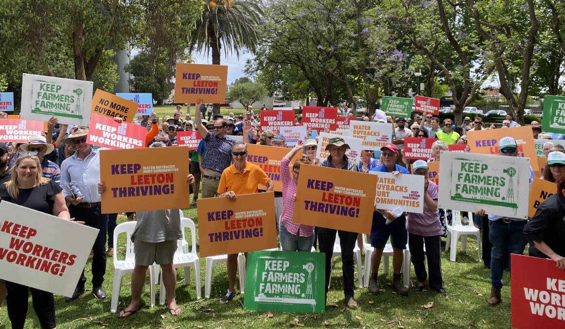 Huge crowds turned out to protest water buybacks at a rally in Leeton on Tuesday, November 21. Picture by Talia Pattison