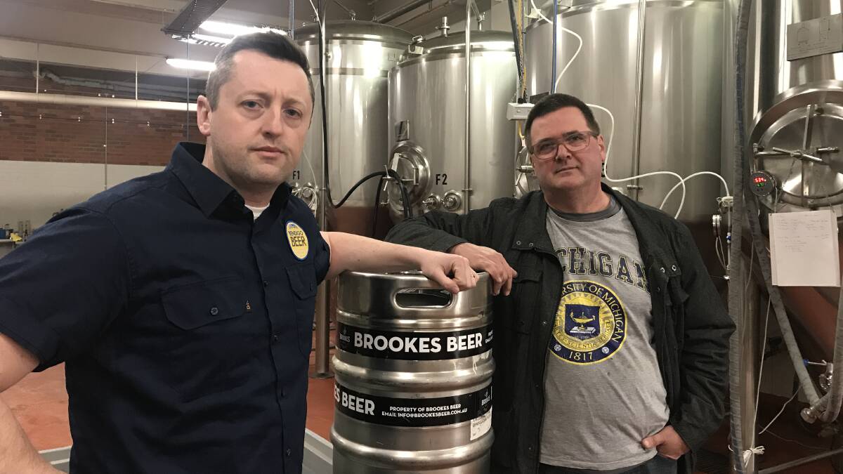 Bendigo Beer chairman Trevor Birks with Brookes Beer owner Doug Brooke.