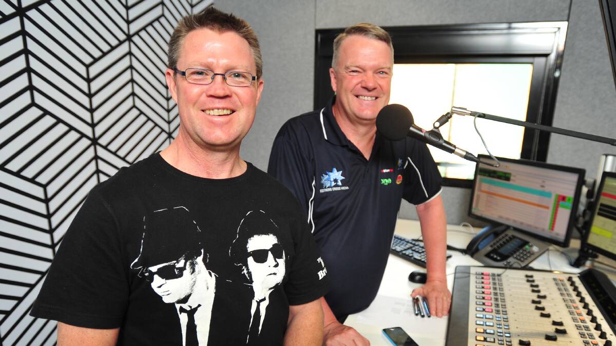NEW HOME: 2WG breakfast hosts Leighton Marshall and Duncan Potts, known to listeners as "Pottsy and Leighton", in the new Forsyth Street studios. Picture: Kieren L Tilly