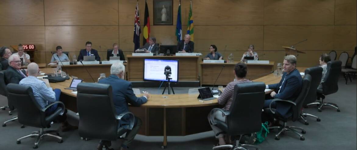 Wagga councillors no longer need to appear in person for council meetings due to the coronavirus crisis. Picture: Wagga City Council live stream. 