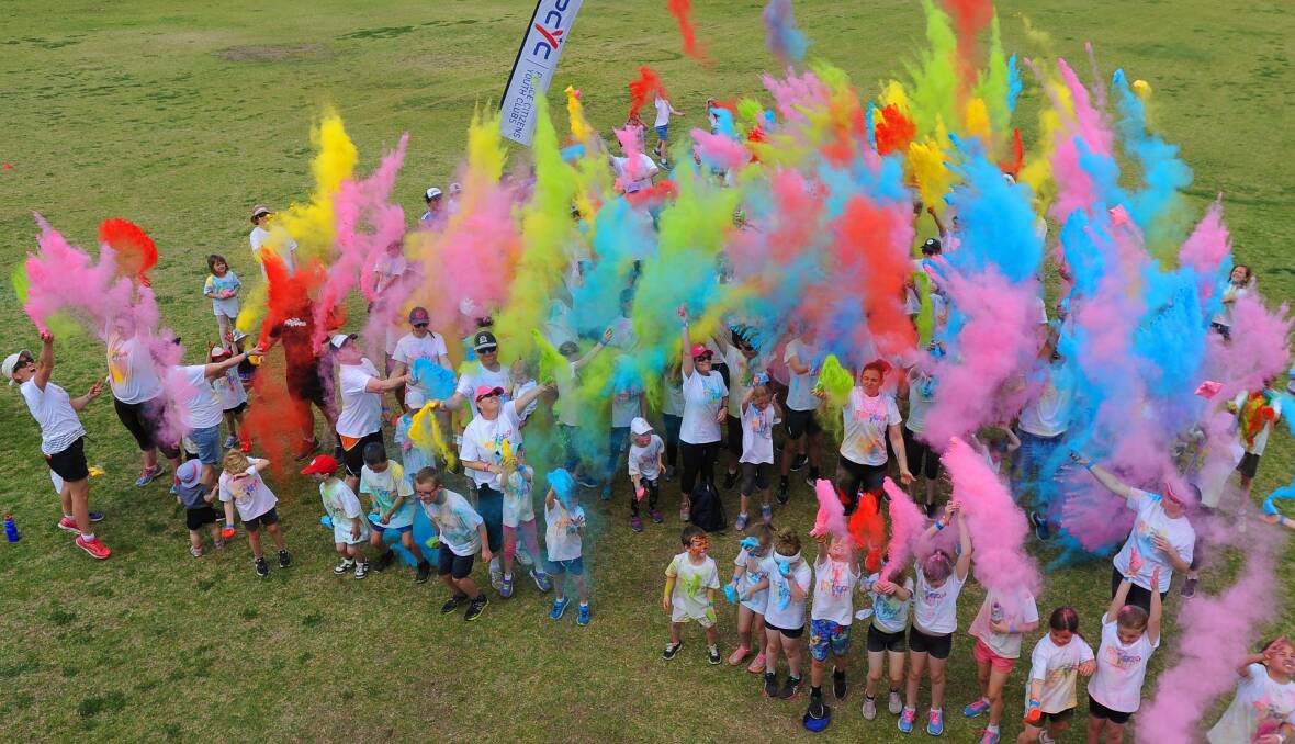 Wagga PCYC held it's very first colour run at Bolton Park at the weekend to raise money for the community group.  Pictures: Laura Hardwick