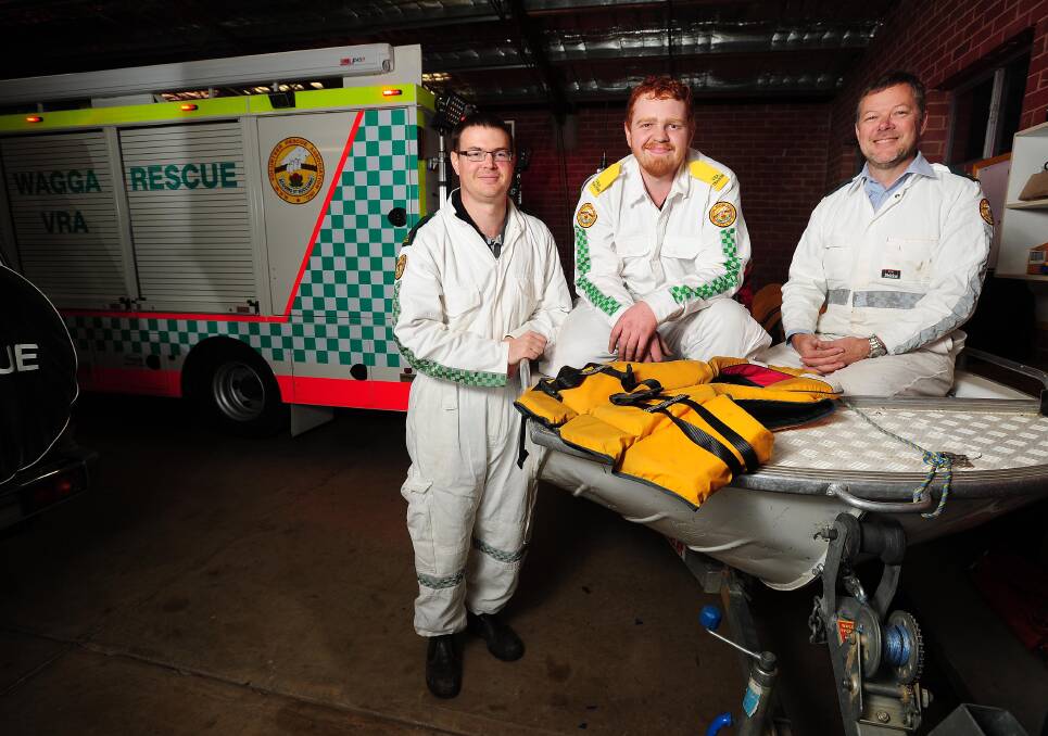 Deputy Captain Lennard Wilson, Volunteer Alex Ford, rescue operator Martin Gregory from the Wagga Rescue Squad.