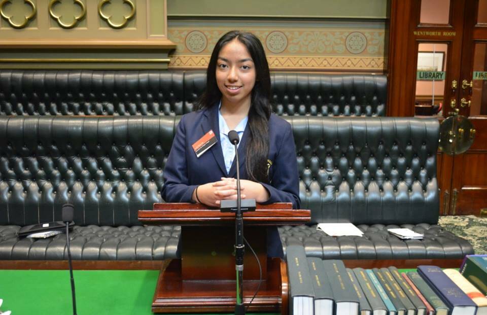 DEBATE: Wagga student Sarah Zia was excited to be involved in the YMCA NSW Youth Parliament. Picture: Contributed