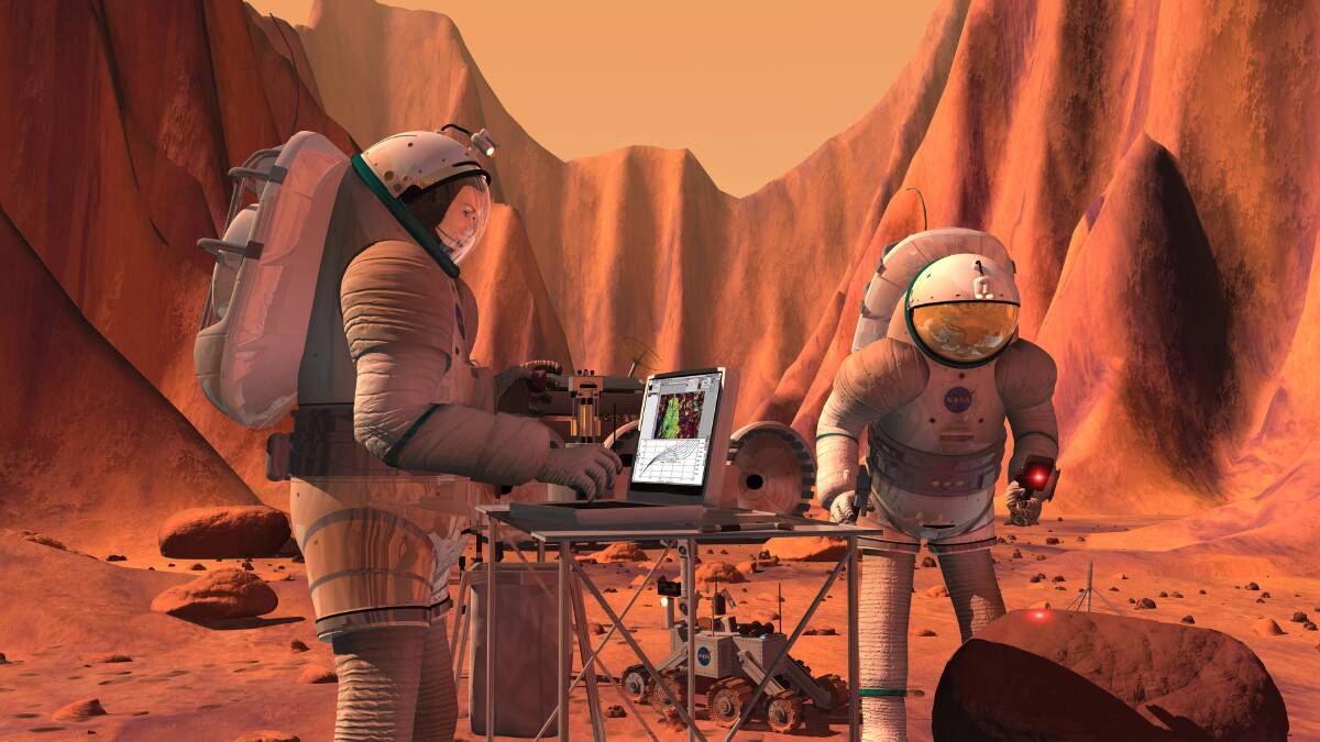  RED PLANET: Artist's rendering of astronauts on the Martian surface. Picture: NASA/JSC 