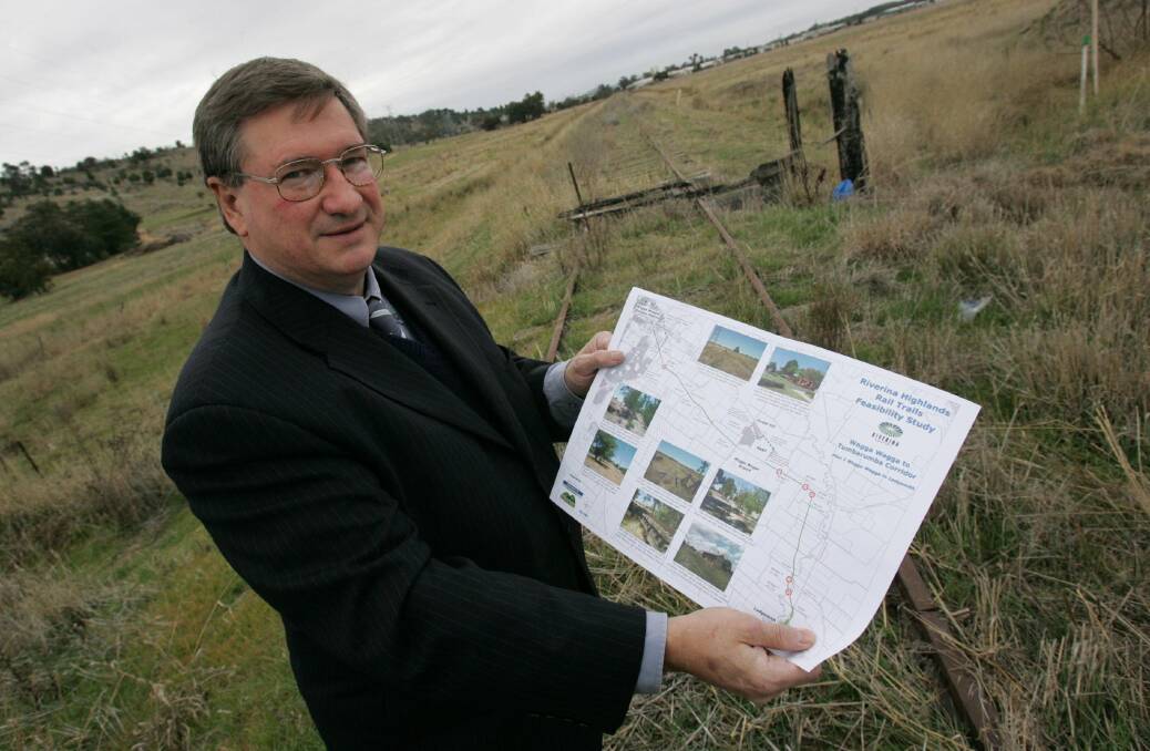 ON TRACK: Peter Dale was spruiking for a rail trail to be developed along the Wagga-to-Tumbarumba line in 2006.