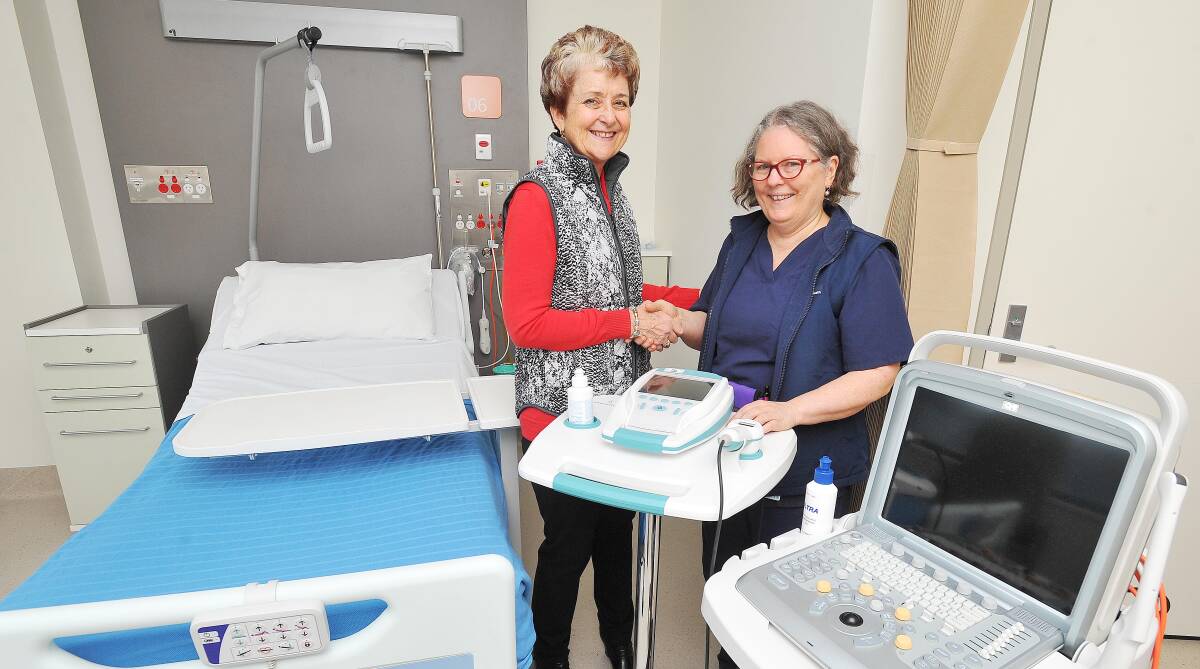 NEW TECH: Hospital auxiliary treasurer Elizabeth Parsons with acting maternity unit manager Narelle Heckendorf. Picture: Kieren L Tilly
