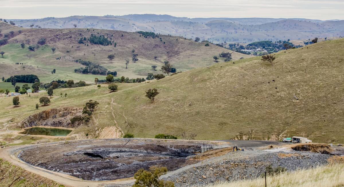 The site of the waste facility in the foreground with the town of Gundagai in the background, three kilometres away. Picture: Alice Taprell