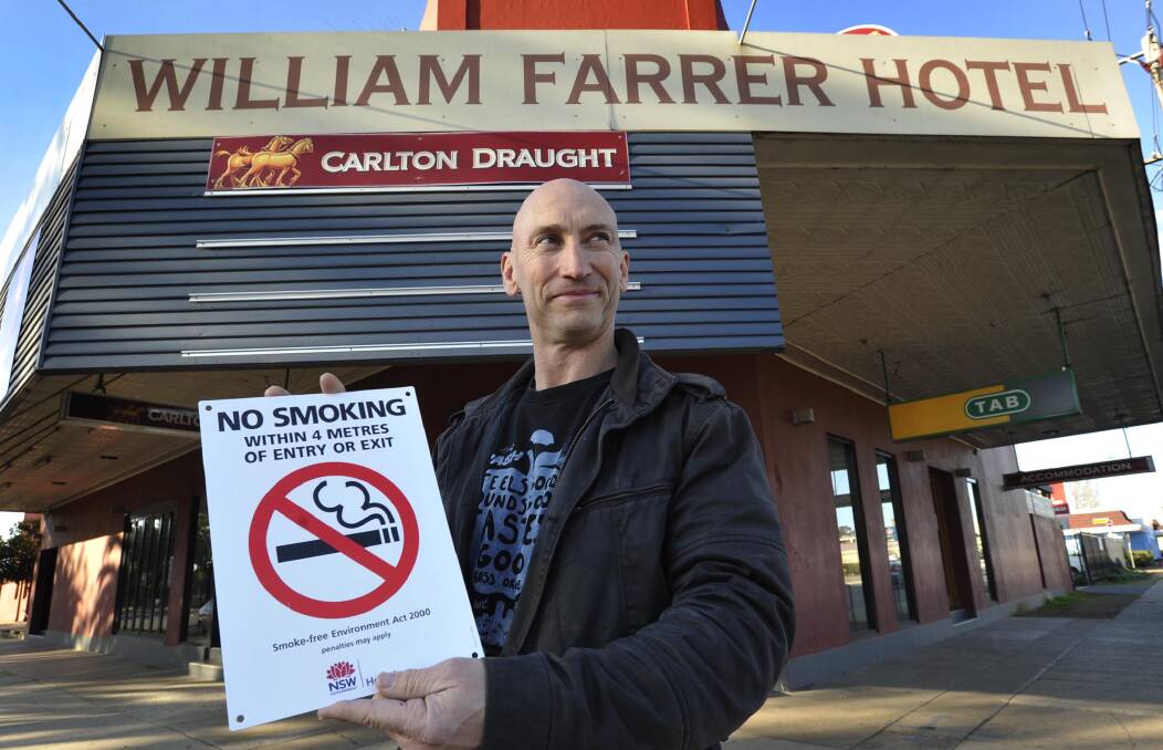 BUTT OUT: William Farrer Hotel publican David Barnhill doesn't anticipate much disruption with new smoking restrictions. Picture: Les Smith