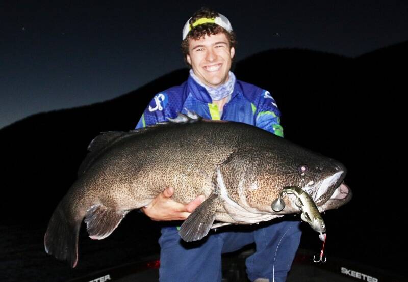 Rhys Creed, local young fisherman extraordinaire, landed 2 fish over the magic meter on Tuesday night at Blowering