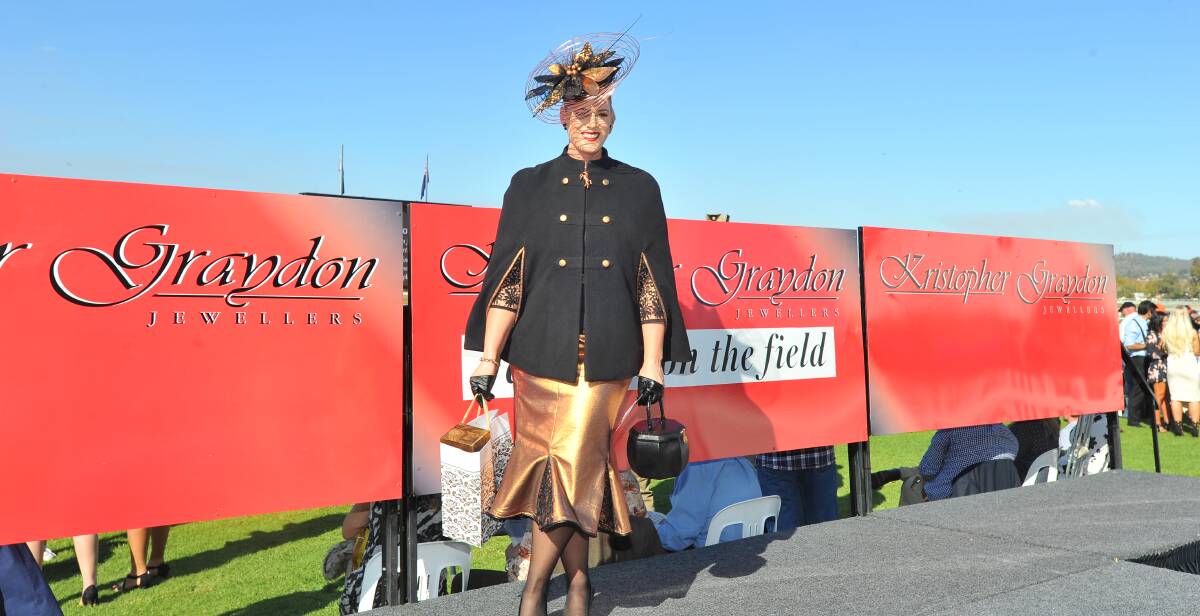 FRUITY: Winner of the Fashions on the Field Millinery Award Elizabeth Paterson, from Griffith, based her costume on a fruit bowl. Picture: Kieren L Tilly