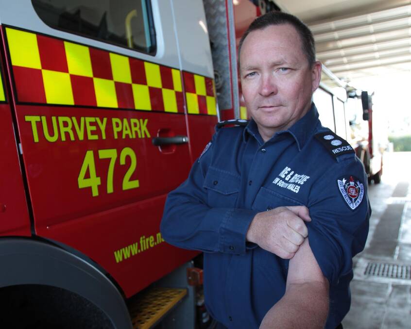 BLOOD DRIVE: Turvey Park Fire Brigade station commander Jason McDonnell is rolling up his sleeves for the emergency services blood donation challenge. Picture: Les Smith