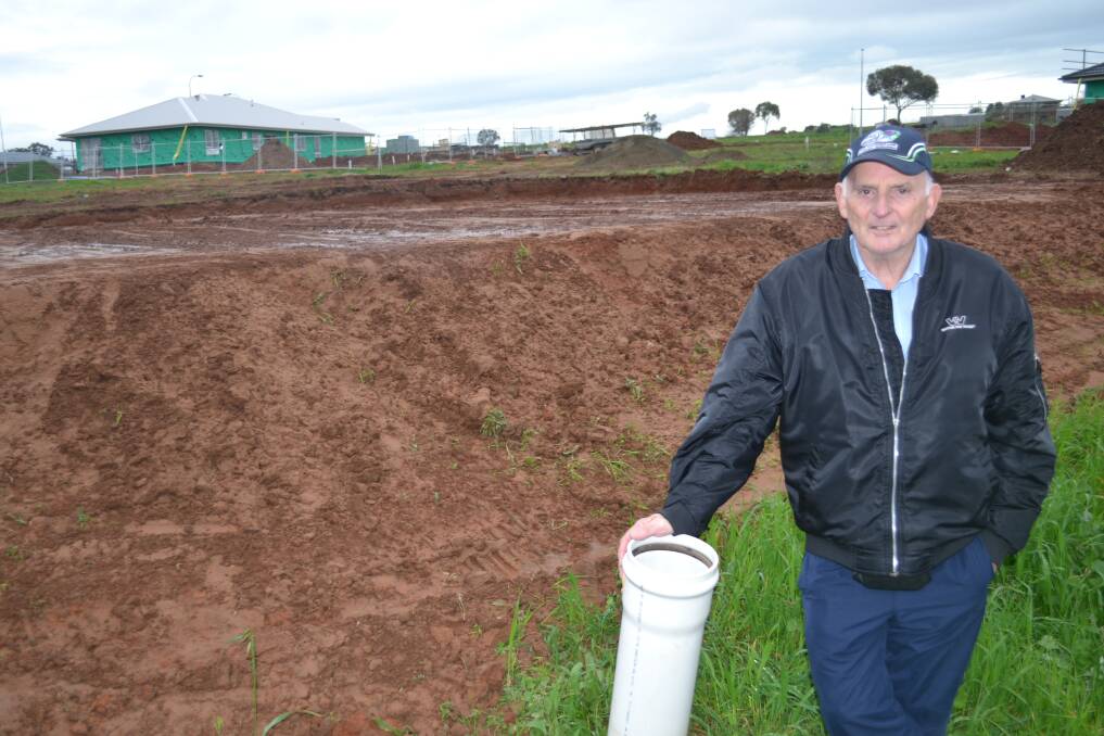 Retiree Keith Holder at his undeveloped block of land at Gobbagombalin. Picture: Shane Manning