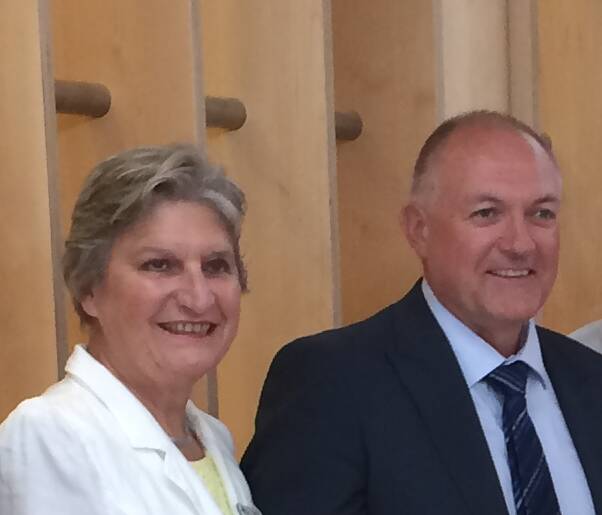 Regional Development Australia Riverina chair Diana Gibbs and Regional development shadow minister David Harris.