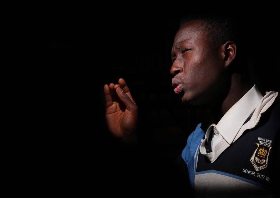Abu Kebe performs as Iago from Othello. Picture: Kieren L Tilly