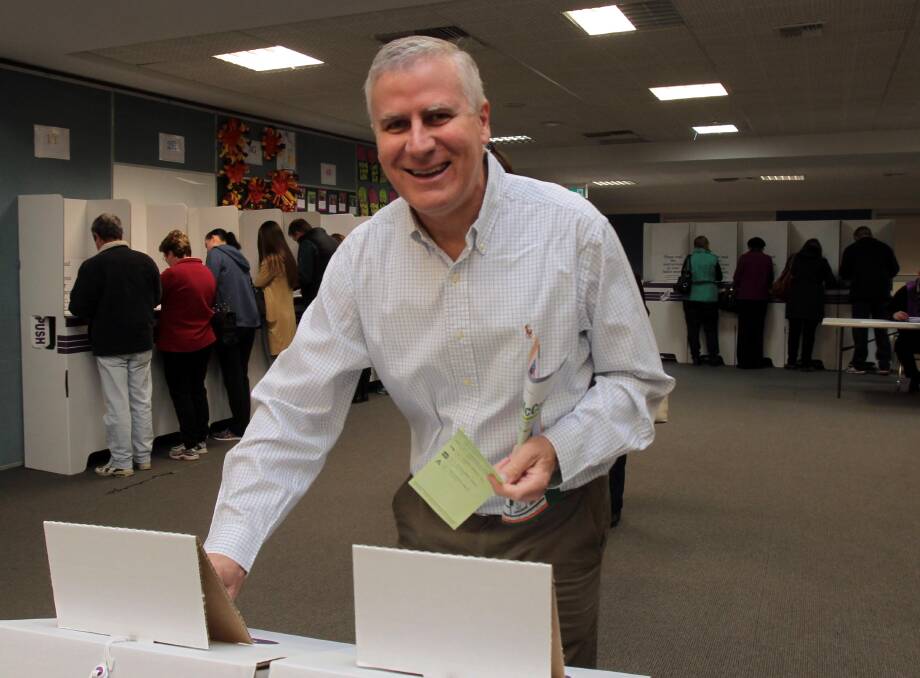Newly minted Deputy Prime Minister Michael McCormack casts his vote in the 2016 election.