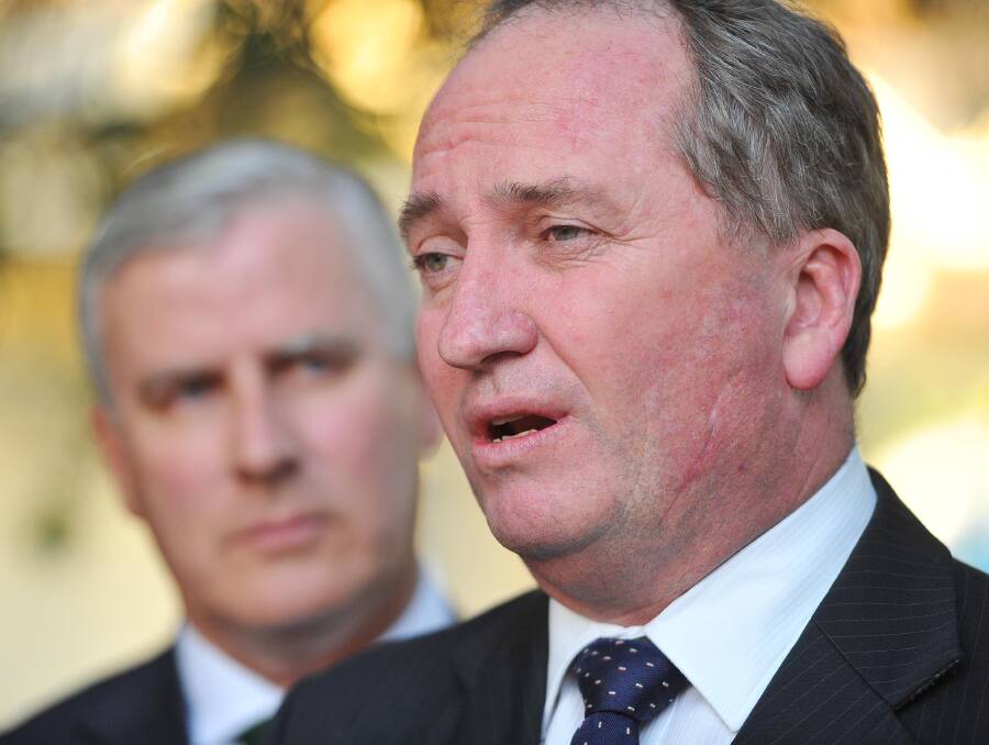National leader Barnaby Joyce (right) and Member for Riverina Michael McCormack.
