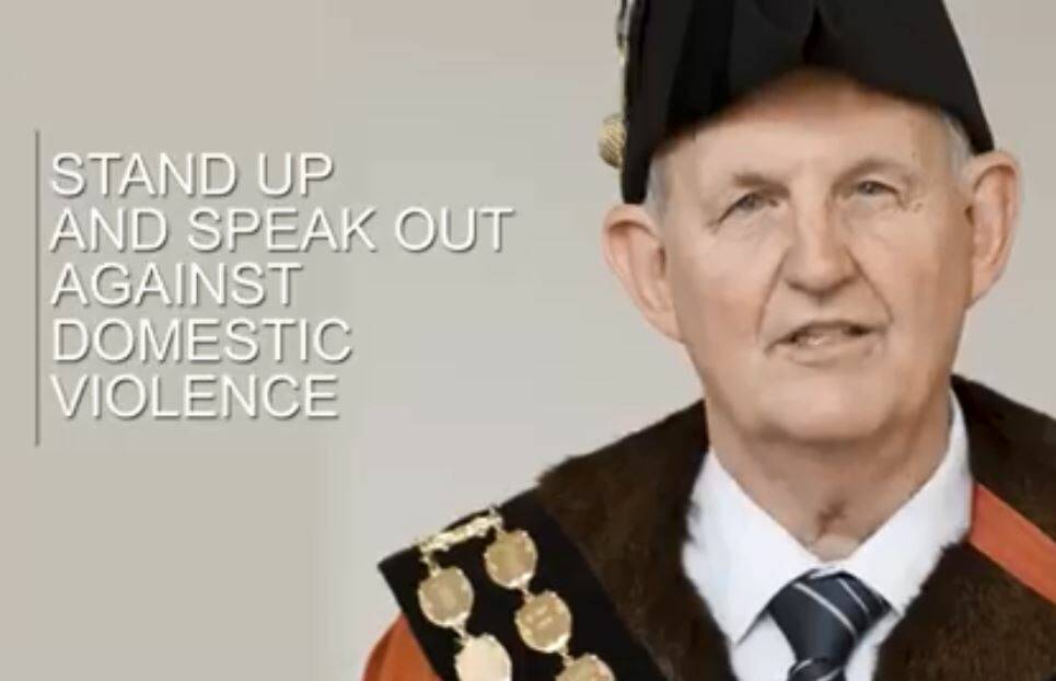 SAYING NO: Wagga Mayor Greg Conkey in a still from the video produced by Wagga City Council to encourage men to take a stand against domestic violence.