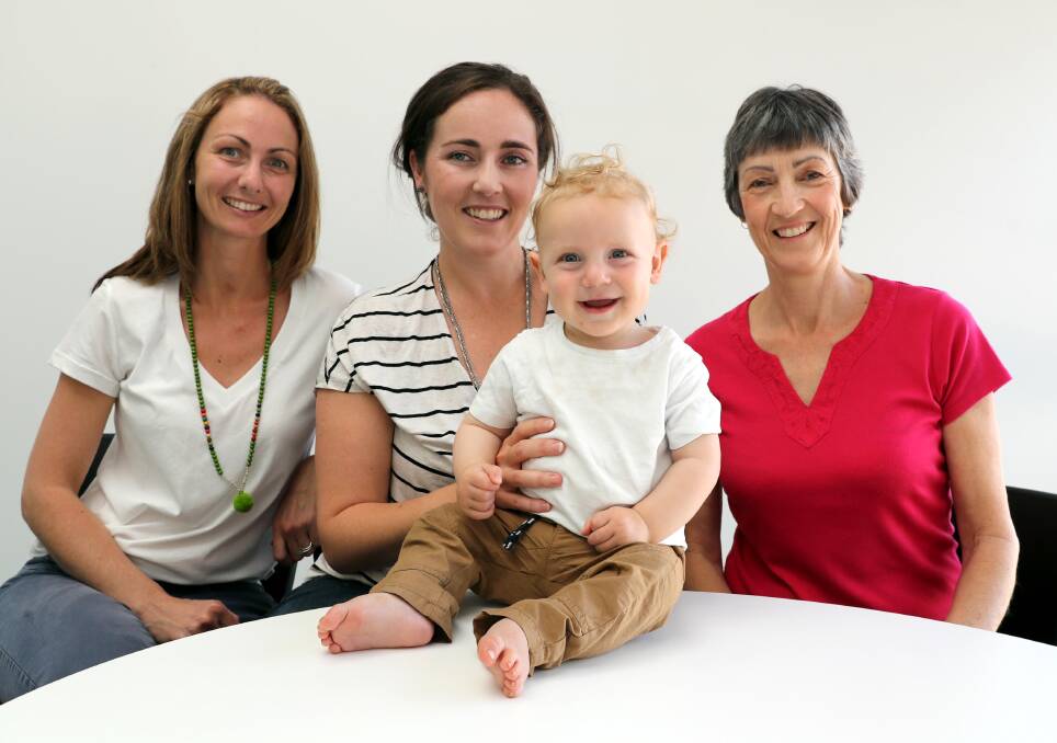 Jenny Storrier, Shelley Wylie and Ruth Kerr, with Shelley's son Alastair, 10 months. Picture: Les Smith