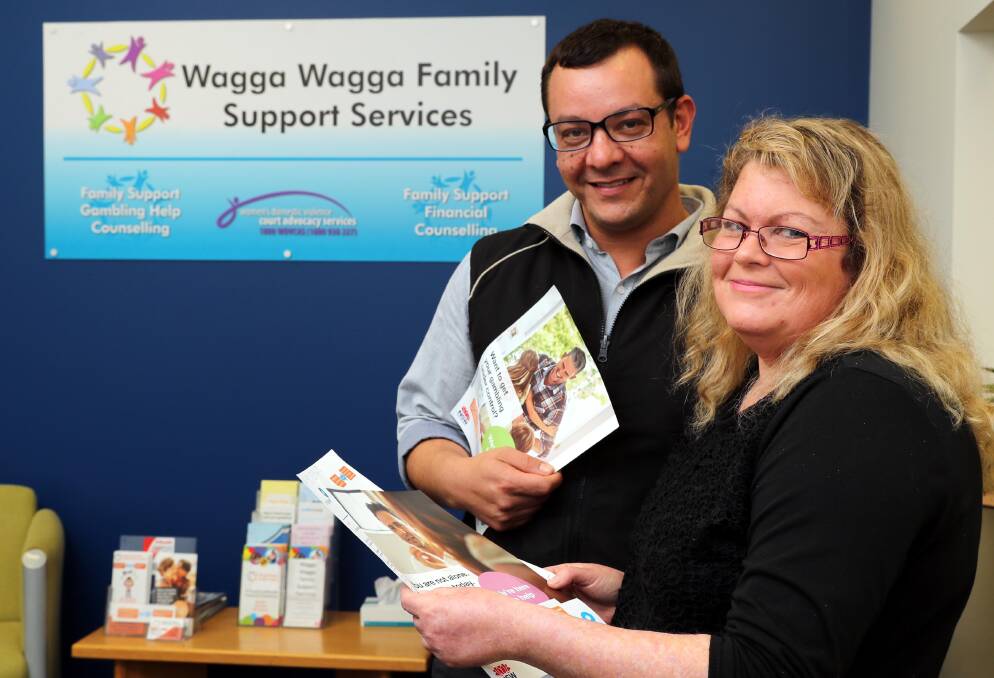 CALM CHRISTMAS: Nick Georgiou and Julie McDermott of Wagga Family Support Services. Ms McDermott said Christmas can be a stressful time.
