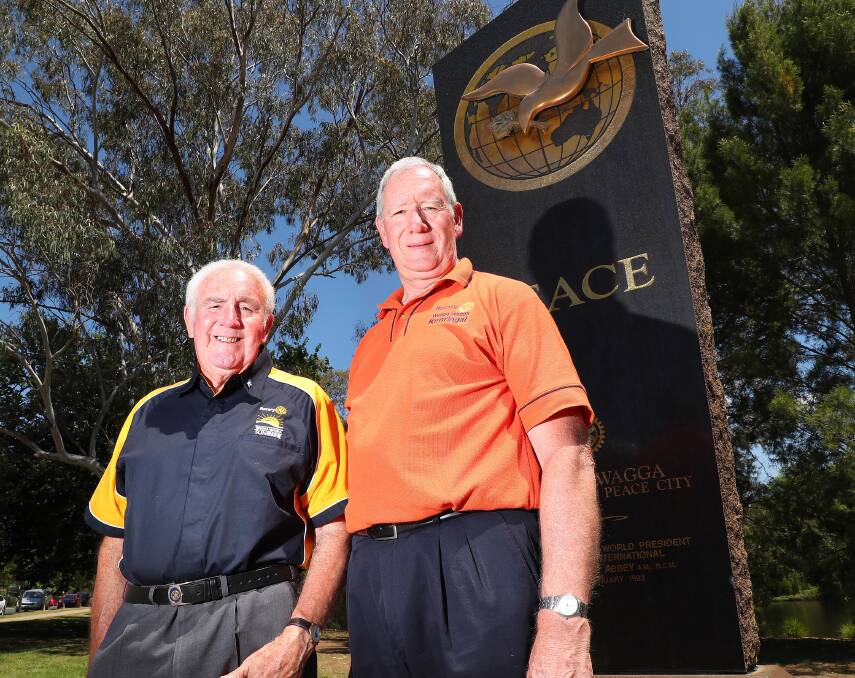 Fred Loneragan and Phillip Tome are gearing up for the 25th anniversary of the declaration of Wagga as the world's first Peace City.
