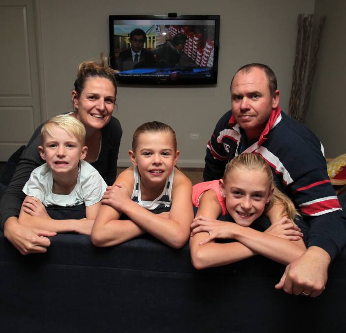A WELCOME BREAK: Melissa and Hamish Wheatley with their kids, Harry, Zali, and Claudia, have welcomed a raised tax bracket, which will give their family further relief.  Picture: Les Smith 