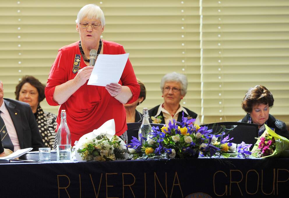 TAKING A STAND: CWA Riverina president Ann Adams speaks on behalf of the group at a conference in Wagga. 