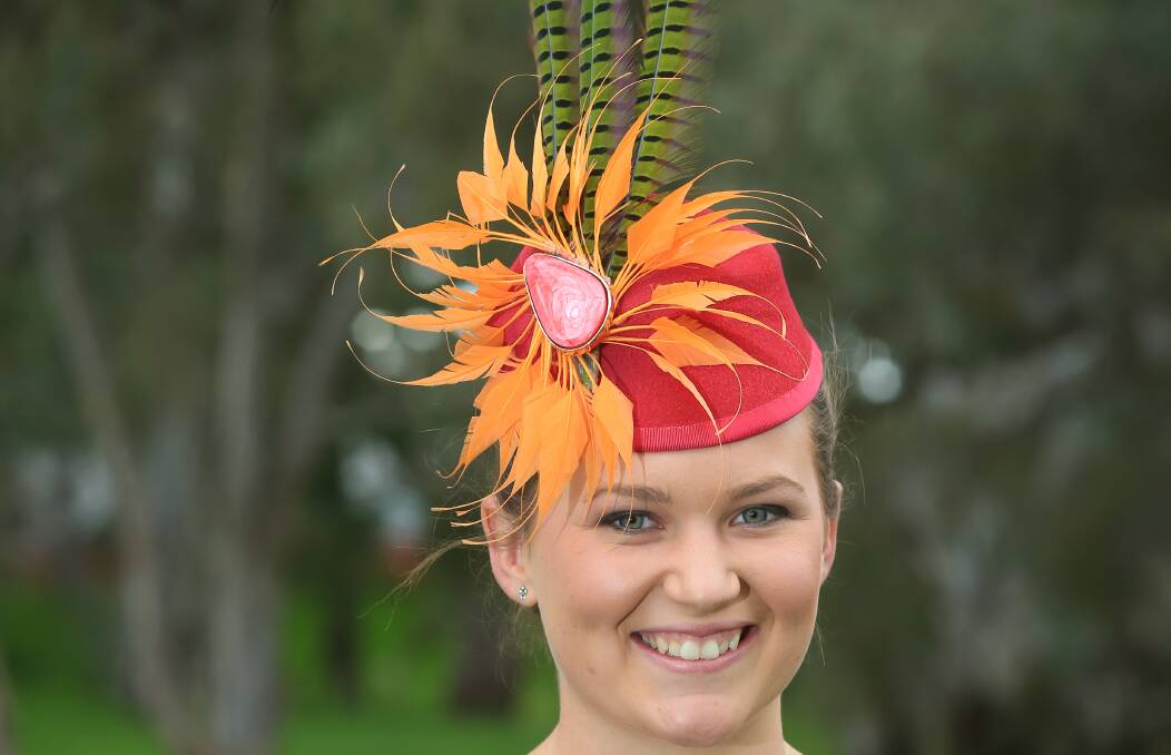 Best design: Alyce Parker, 16, from Holbrook modelled the winning millinery entry created by Amanda Causer from Wagga.