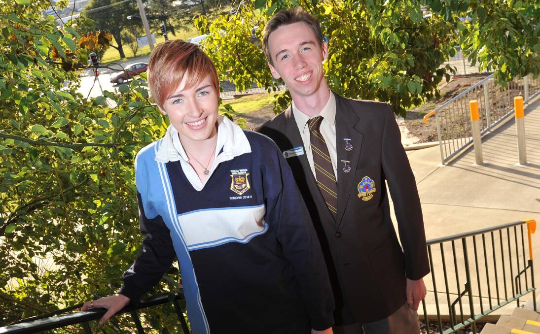 Educated: Chloe Harpley from Wagga High and Sam Bannister from Kooringal High are humbled to be selected for the Tuckwell Scholarship. Picture: Laura Hardwick. 