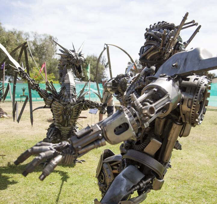 Impressive: Just two of the sculptures created using recycled metal on display at the Spirit of the Land festival last year. Picture: Sophie Schirmer Photography.  