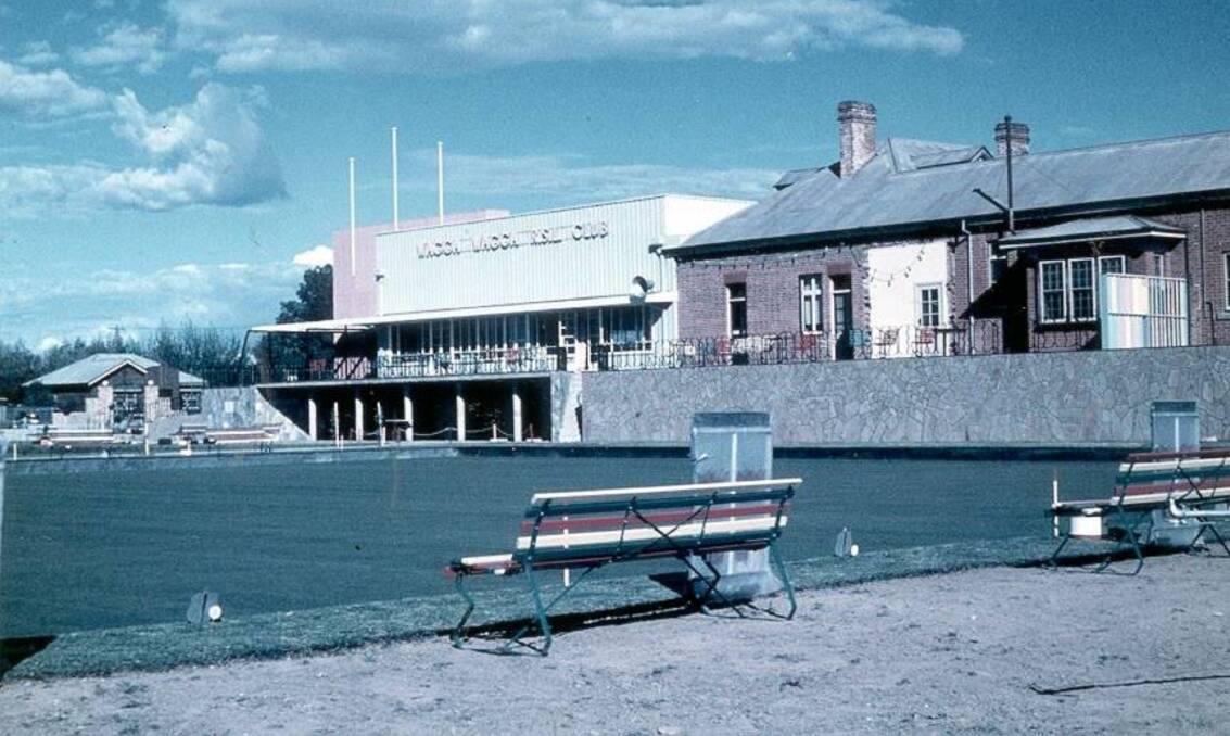 CLUBBING TOGETHER: Wagga RSL's new club house in 1958. It was built in front of 'Goonigul’, with two bowling greens constructed in 1957. ‘Goonigul' is still visible at the right. (Sherry Morris Collection)