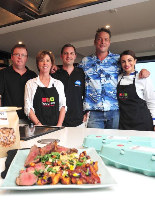 WINNERS:  Michael Patterson, Tania Sibrey, Geoff Platts, James Reeson and Melina Puntoniero at Food I Am, recognised as NSW and Victoria's top food tourist spot. 