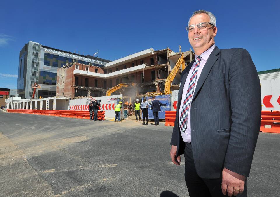 MAKING SPACES: Wagga Health Service corporate and business manager Michael Morris surveys the progress. Pictures: Kieren L. Tilly 