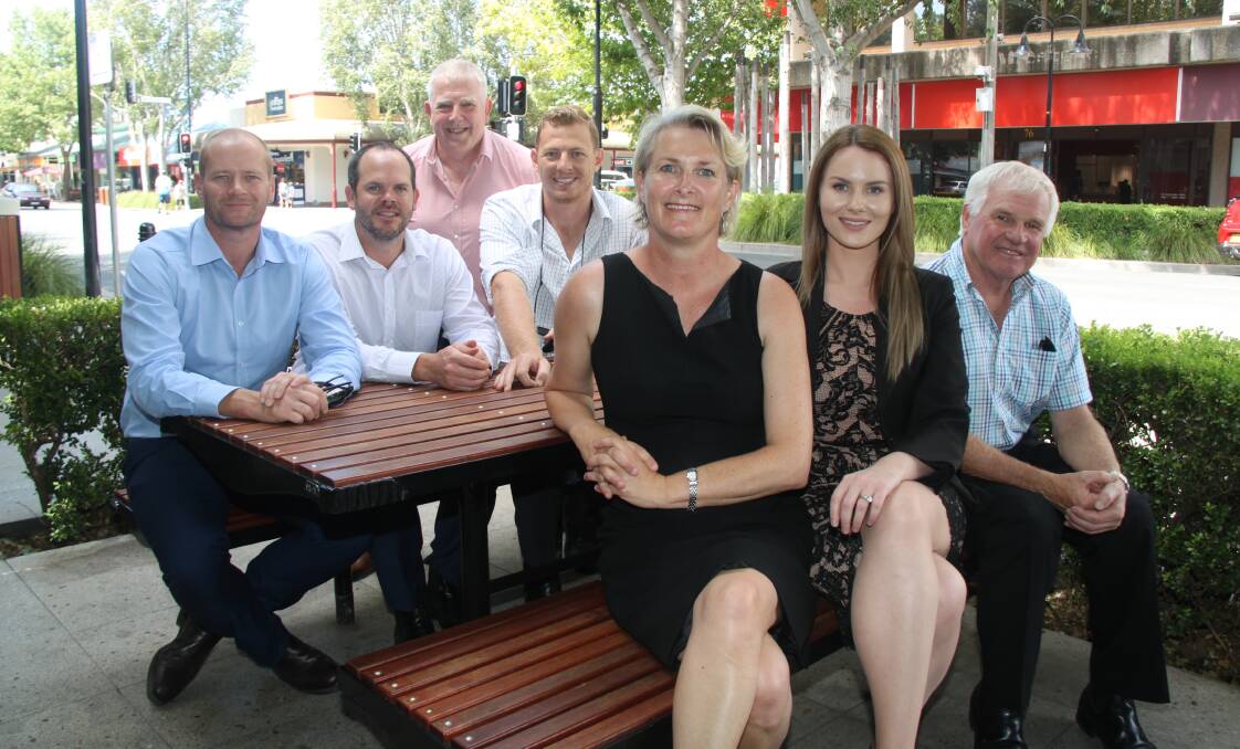WELCOME: Wagga Business Chamber vice president Tim Phelps, Ben Foley from NSW Business Chamber, Wagga Business Chamber president Andrew Bell, director James Wallace, incoming chief executive Kym Treharne, director Danielle Pascoe and treasurer Andrew Pryor.