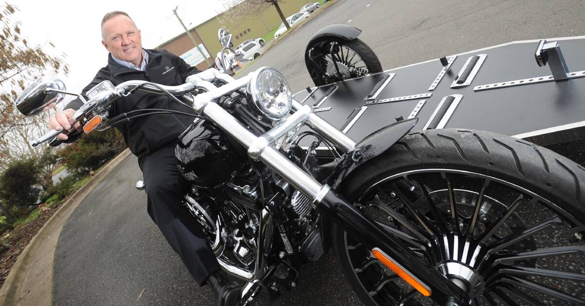 EASY RIDER: Scott Bance hopes the new "Harley-hearse" will inspire conversations about an important life event. Picture: Laura Hardwick.