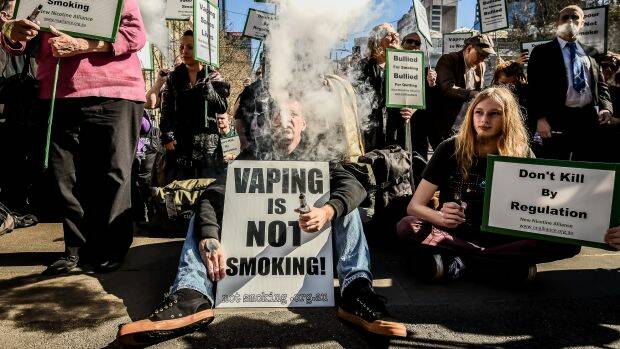 Vapers stage a rally in Melbourne.