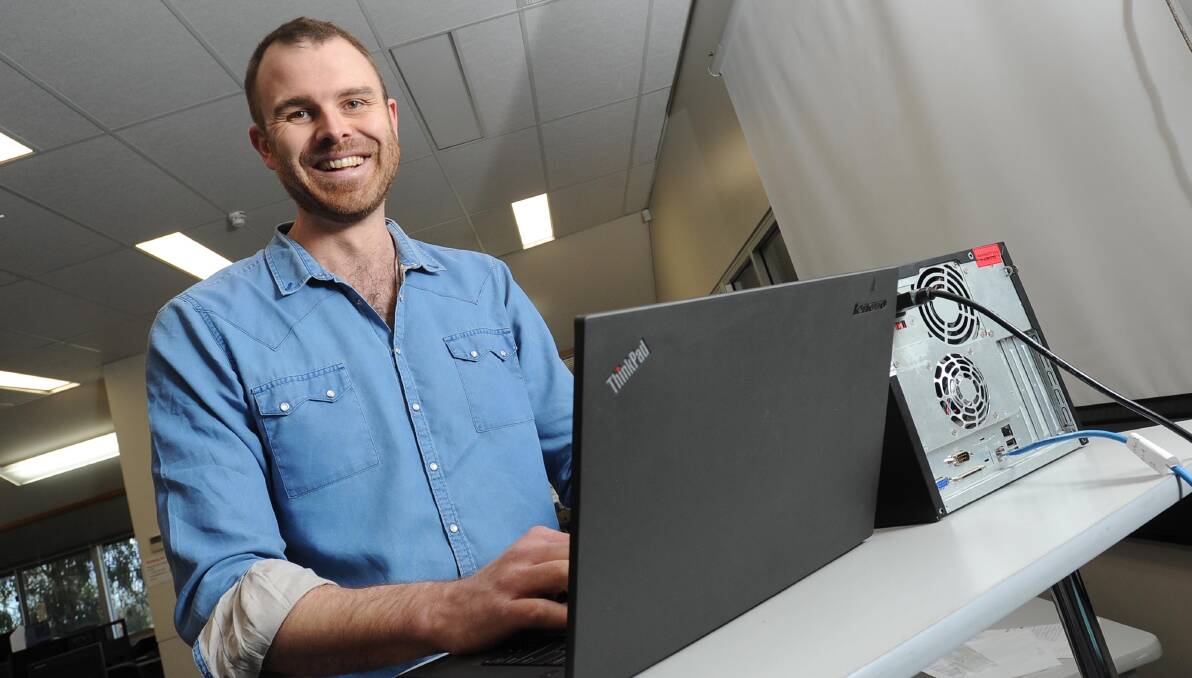 BOUNTY HUNTER: Wagga TAFE teacher Daniel Winson is also an "ethical hacker" and teaches his students the tricks of the trade. Picture: Laura Hardwick.