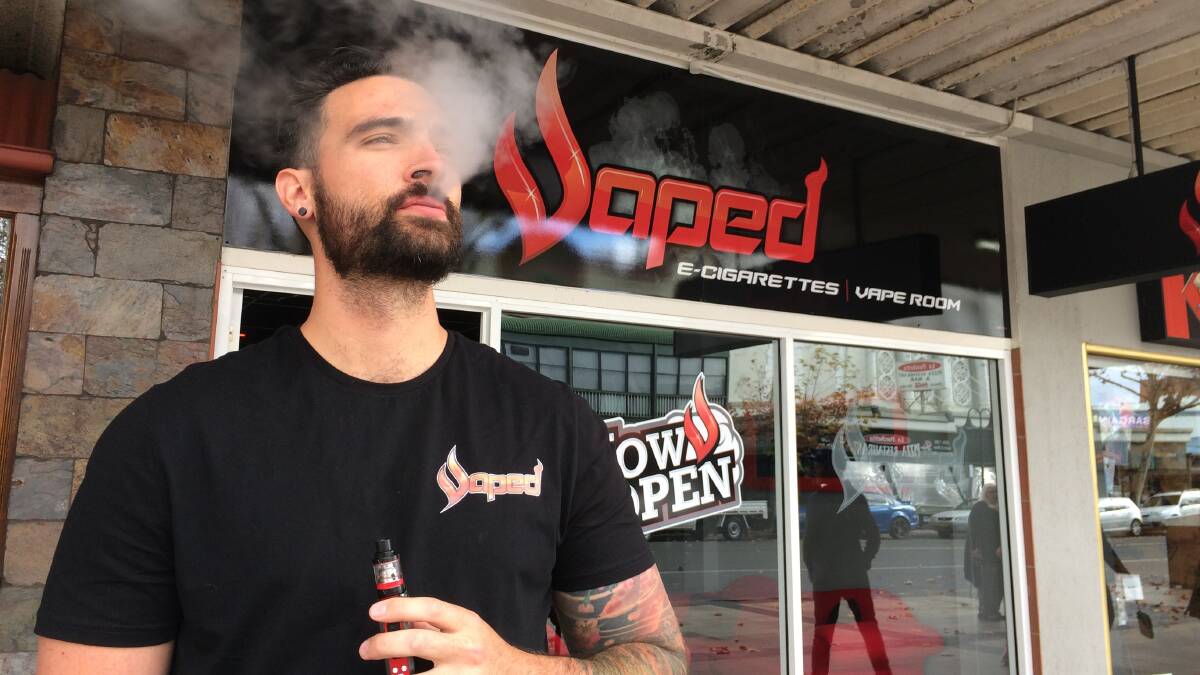 NEW TREND: Vaped store manager Aaron Fairbank outside the Baylis Street shop, which almost sold out of stock in its first week.
