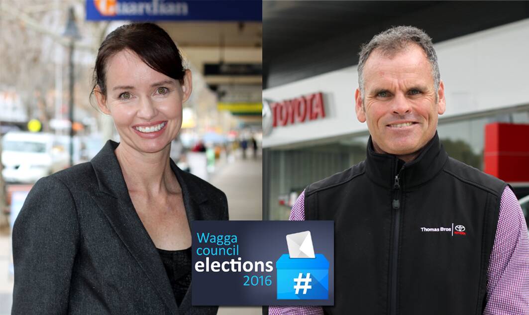 FOCUS: Wagga council candidates Michelle Bray and Steven Wait are running on Kerry Pascoe's ticket. Both candidates believe business growth is crucial to Wagga's future success.