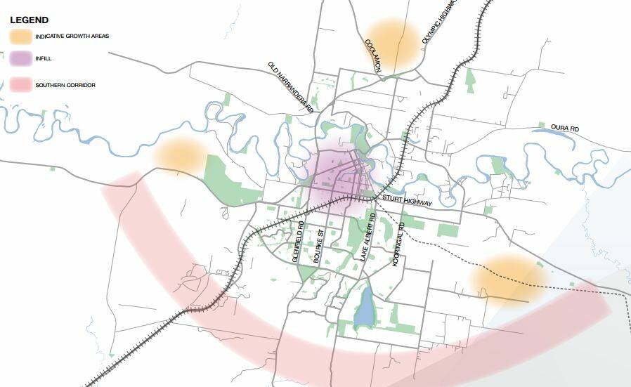 Projected growth areas. Source: Wagga City Council.