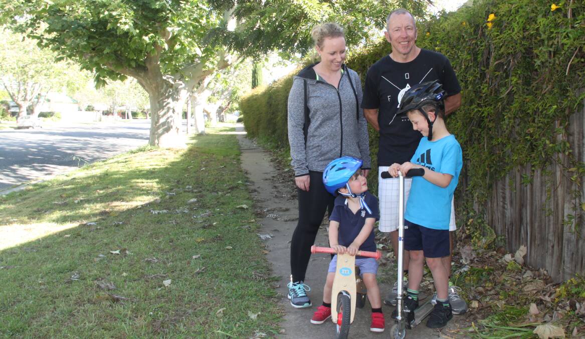 GET FIT: Amy Felke with her father Paul Johanson and sons Spencer, 2 and Oliver, 6, are keen for a rail trail where they can exercise away from traffic. 