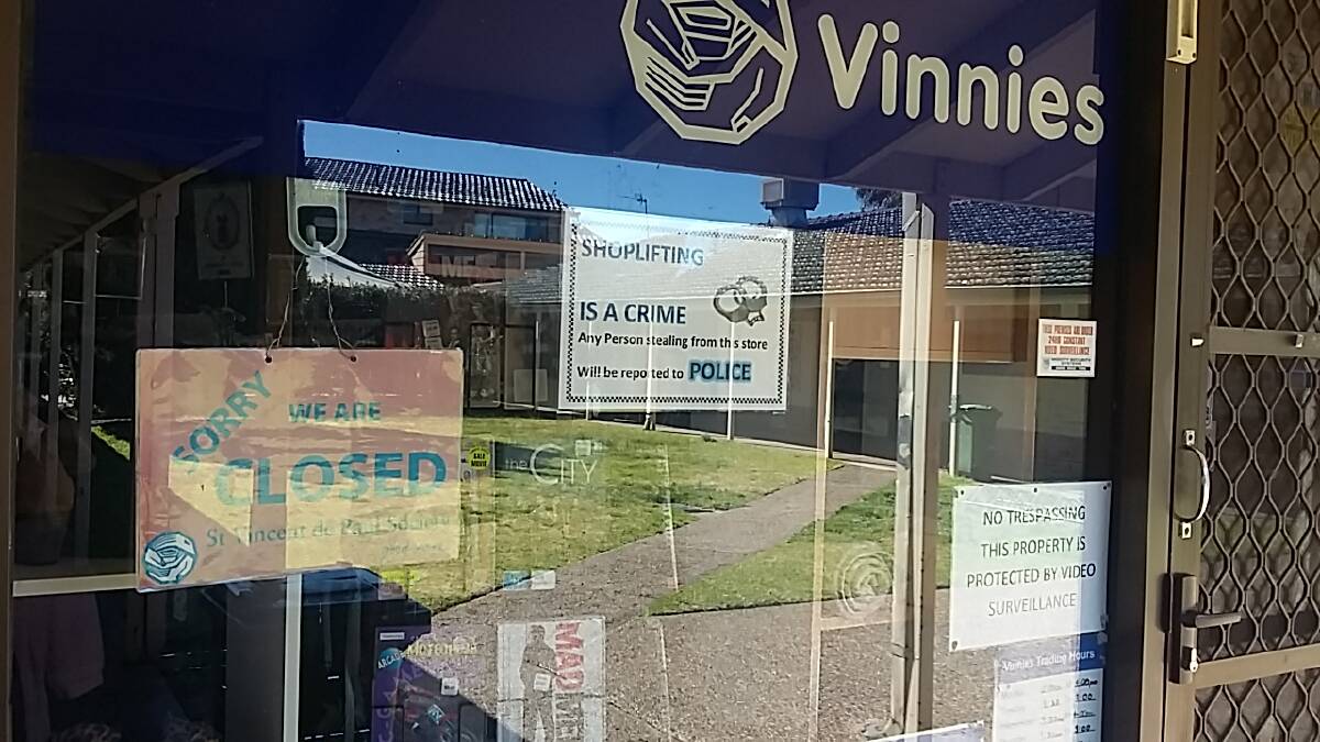 SORRY WE ARE CLOSED: Vinnies in the Ashmont Mall has shut up shop in fear for their volunteer's safety. 