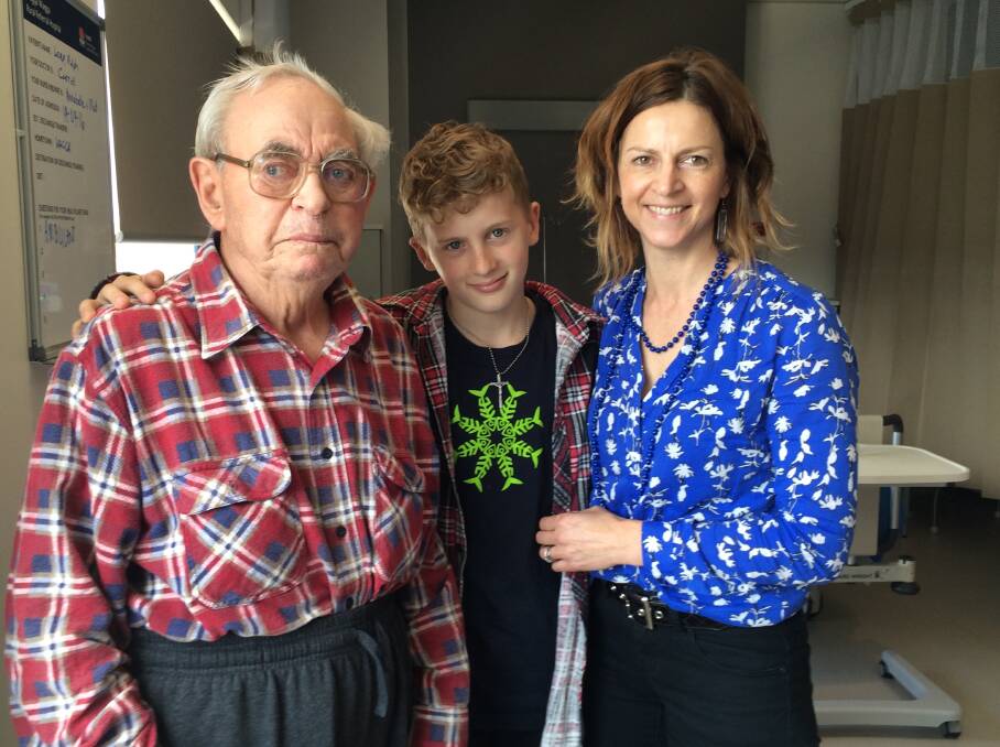 Mike Stefanowicz with his grand-daughter Vickie Burkinshaw and her son Angus, 11. Picture: Ken Grimson
